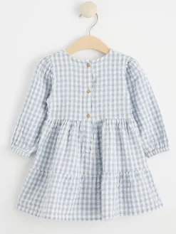Klänningar>Lindex Rutig Backeboljaklanning Light Dusty Blue