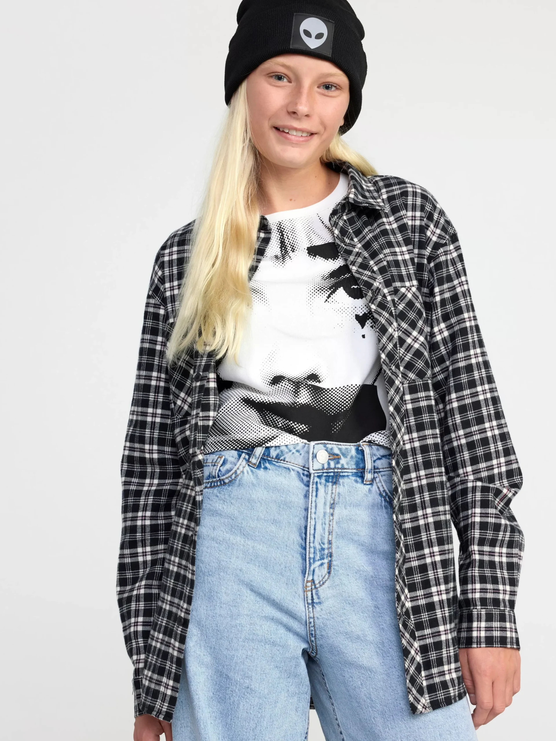Skjortor & Blusar>Lindex Rutig Flanellskjorta Med Lang Arm Black