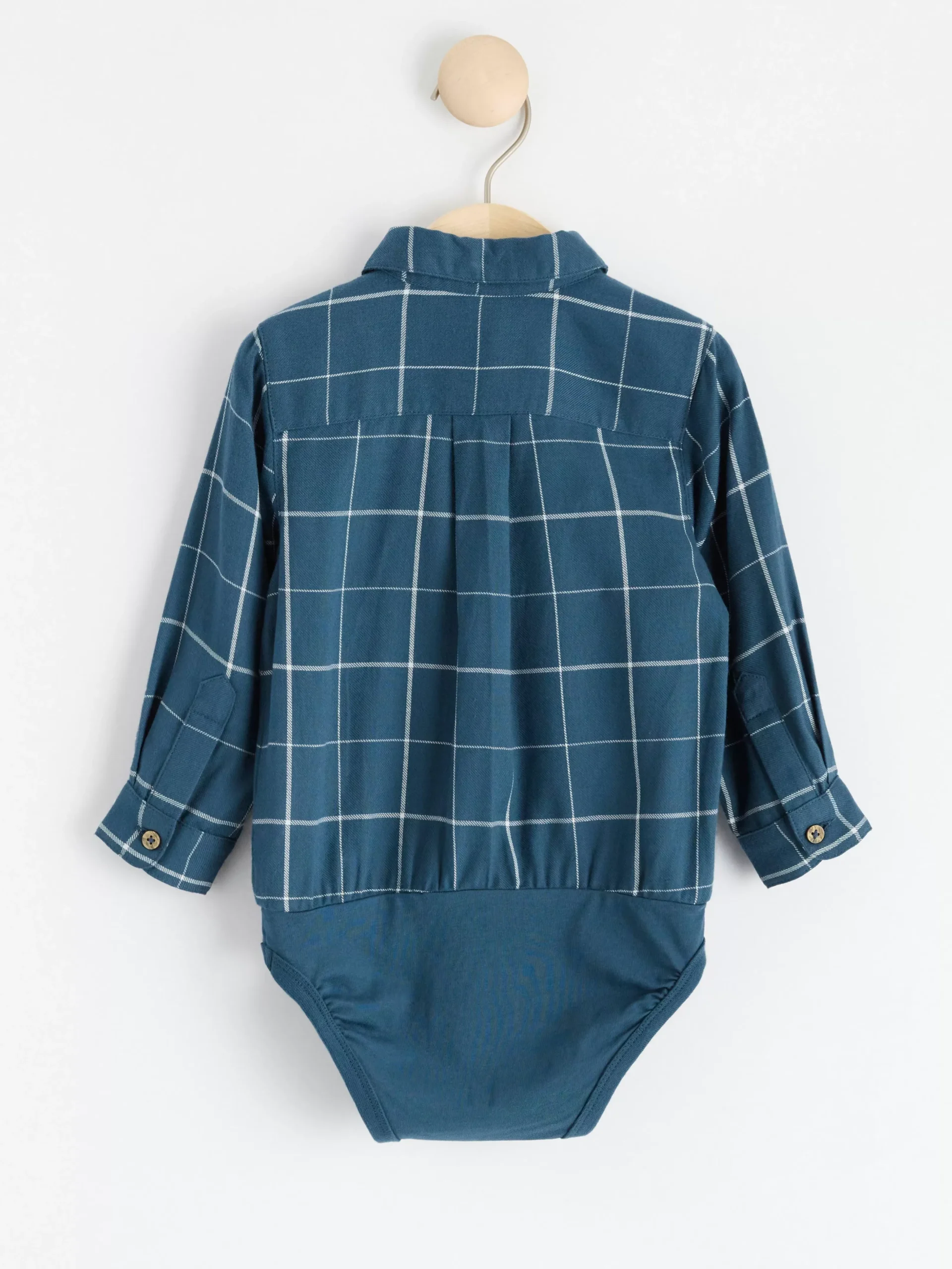 Bodies>Lindex Rutig Langarmad Body Med Skjorta Dark Blue