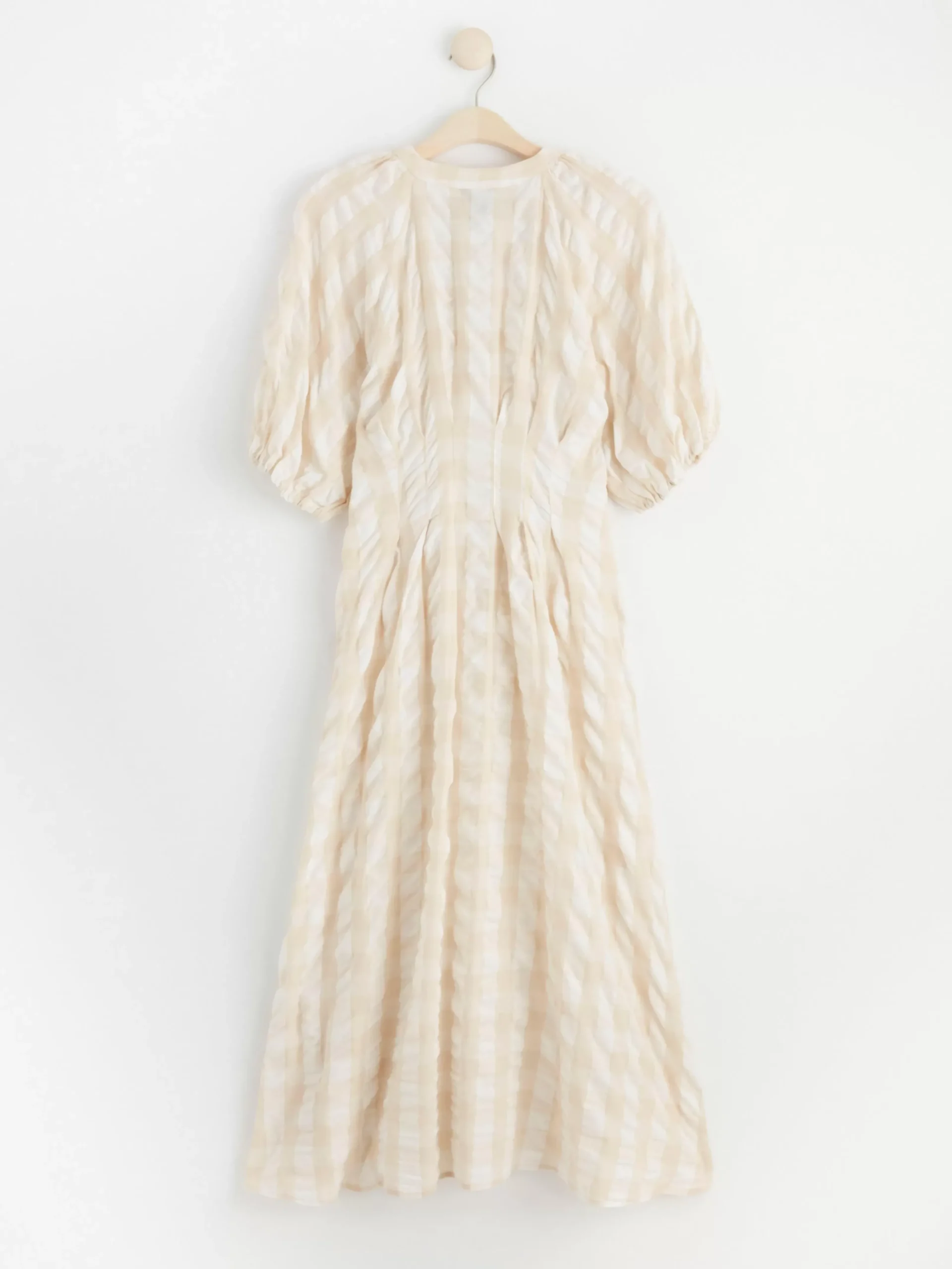 Klänningar>Lindex Rutig Midiklanning I Backebolja Light Beige