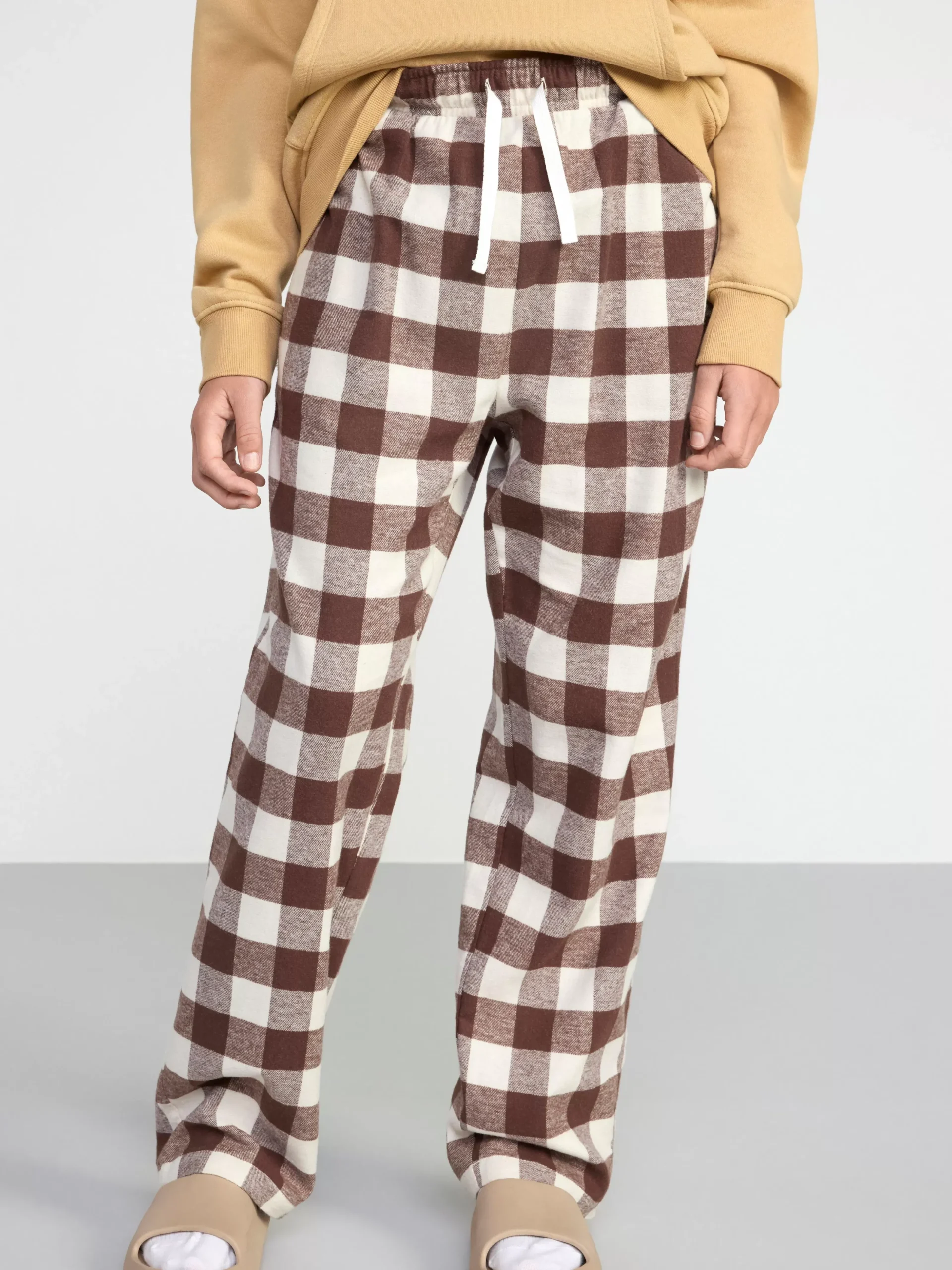 Byxor & Leggings>Lindex Rutig Pyjamasbyxa I Flanell Dark Dusty Brown