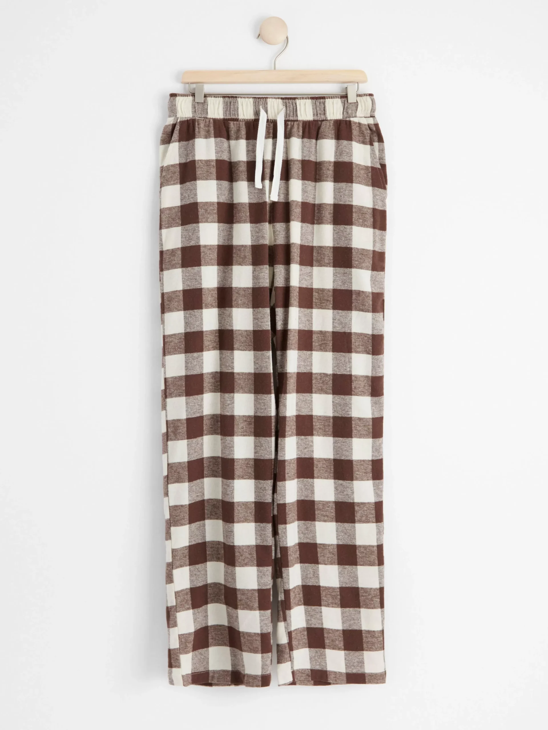 Byxor & Leggings>Lindex Rutig Pyjamasbyxa I Flanell Dark Dusty Brown