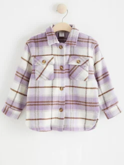 Tröjor & Cardigans>Lindex Rutig Skjortjacka Light Dusty Lilac