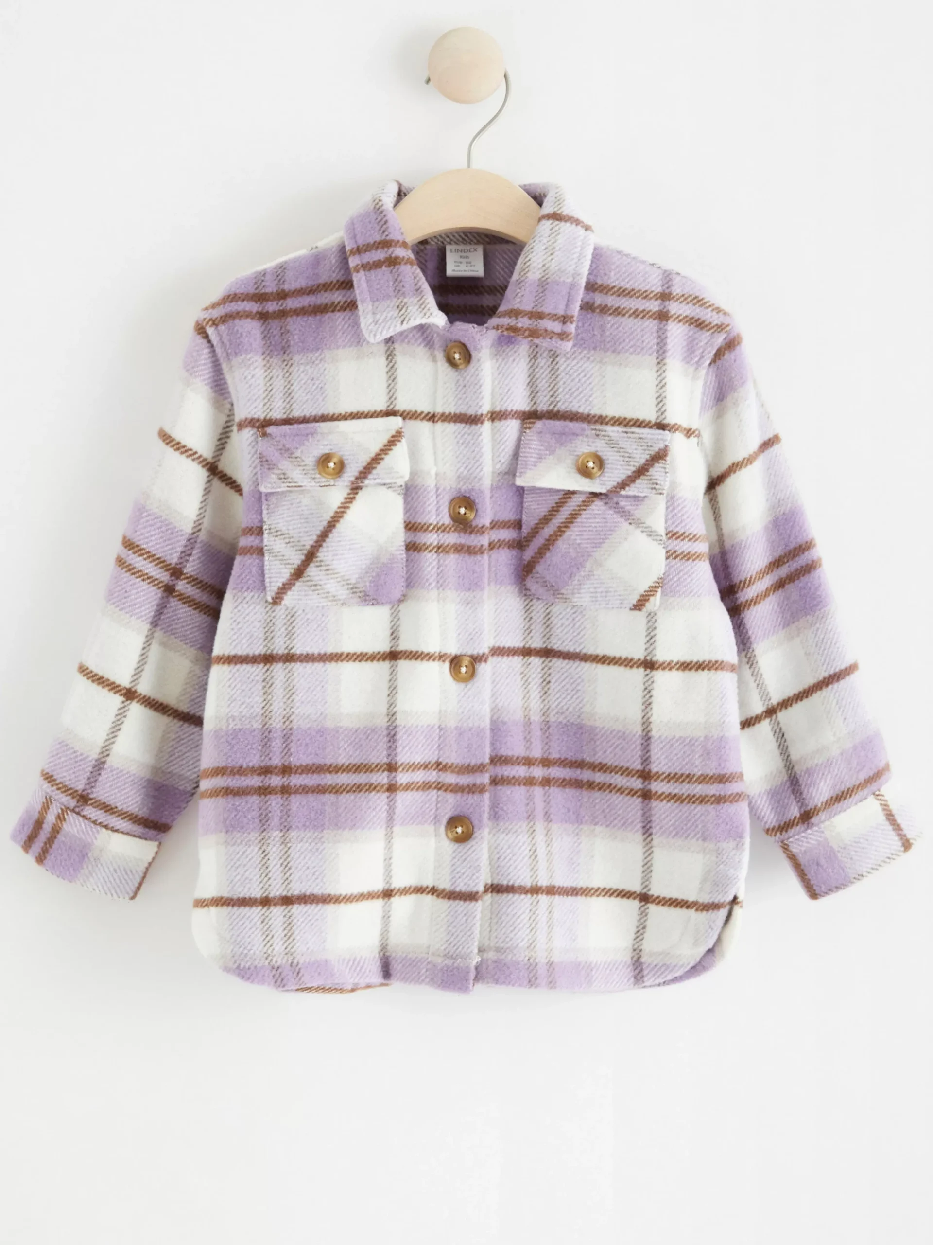 Tröjor & Cardigans>Lindex Rutig Skjortjacka Light Dusty Lilac