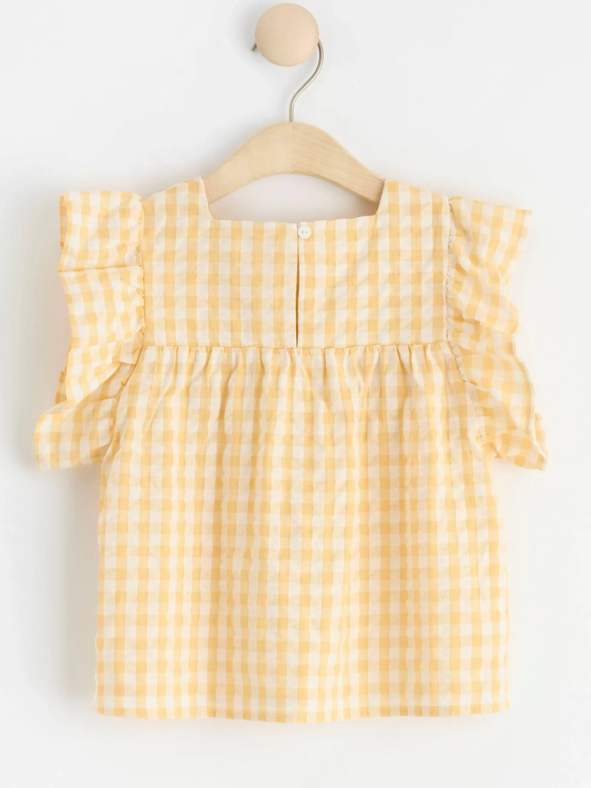 Toppar & T-Shirts>Lindex Rutig Topp I Backebolja Light Dusty Yellow