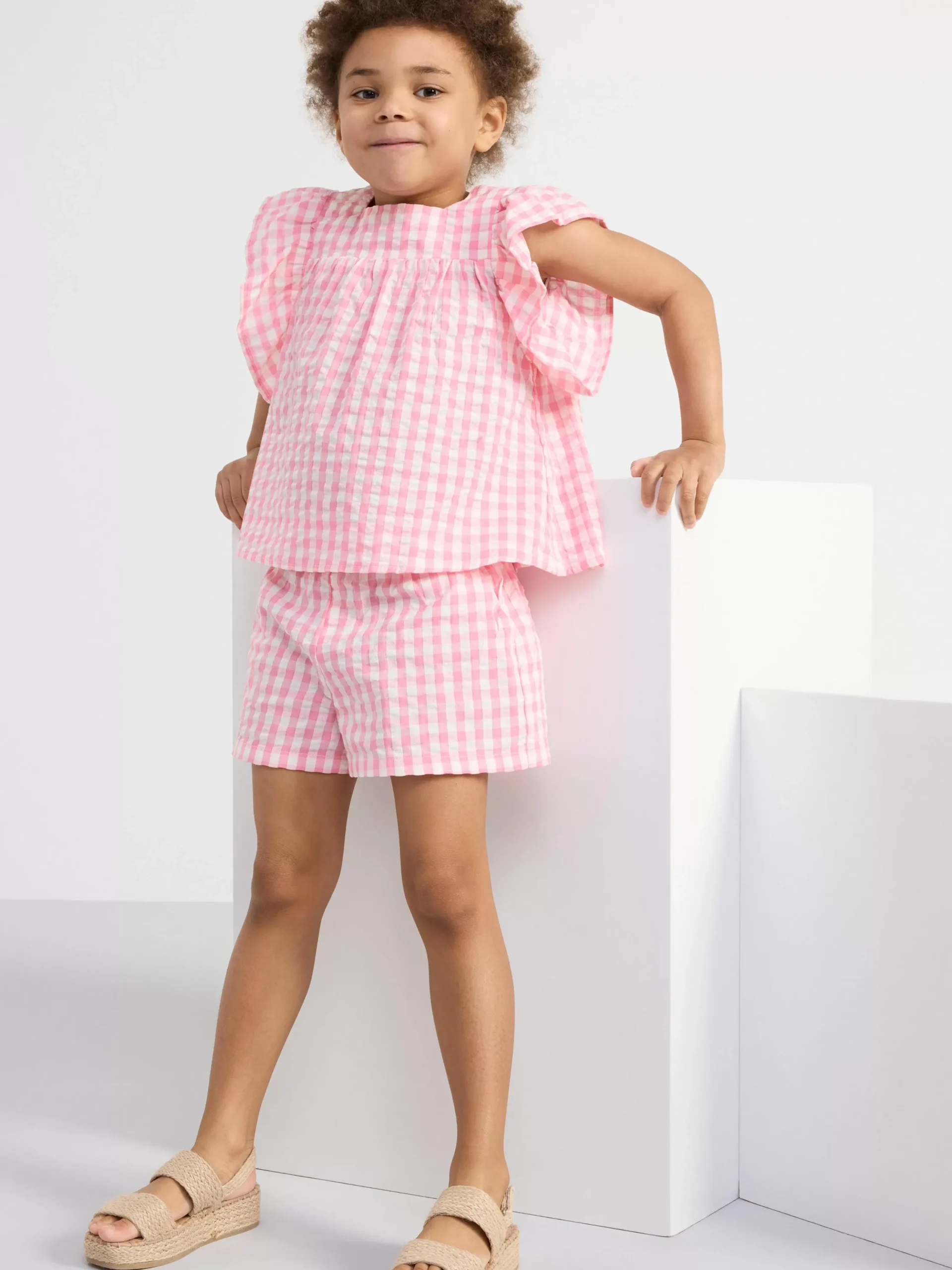 Toppar & T-Shirts>Lindex Rutig Topp I Backebolja Pink