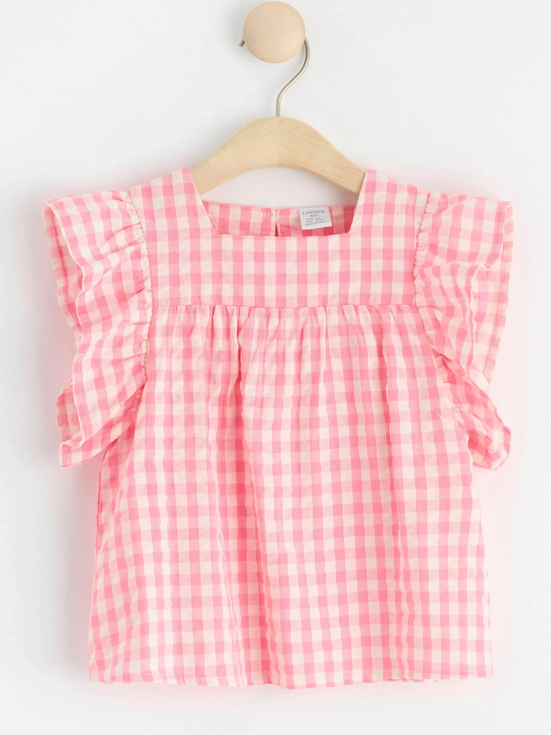 Toppar & T-Shirts>Lindex Rutig Topp I Backebolja Pink