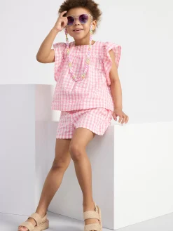 Byxor & Leggings>Lindex Rutiga Shorts I Backebolja Pink
