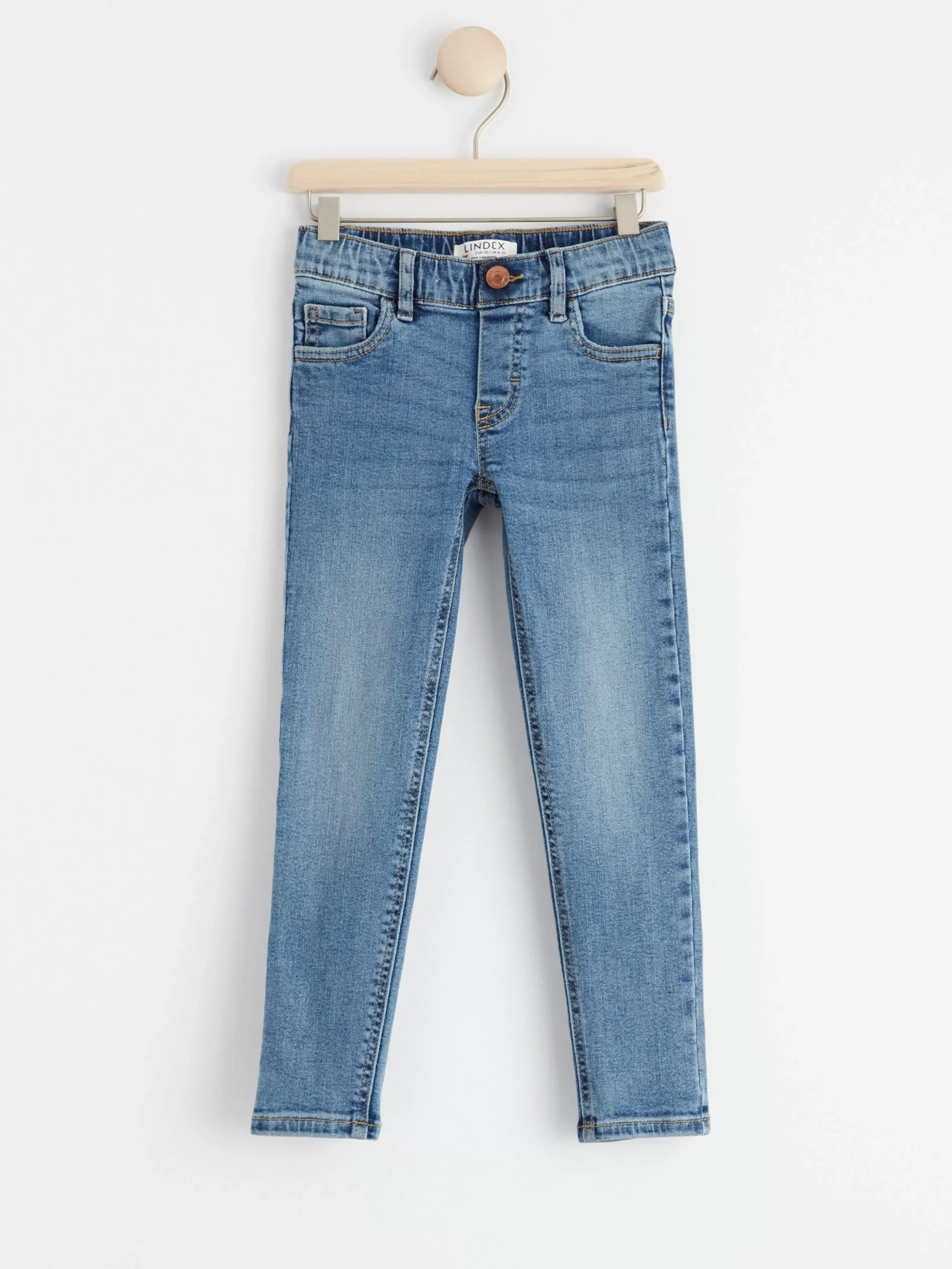 Jeans>Lindex Sam Superstretchiga Pull-Up-Jeans Med Slim Fit Och Normalhog Midja Light Denim