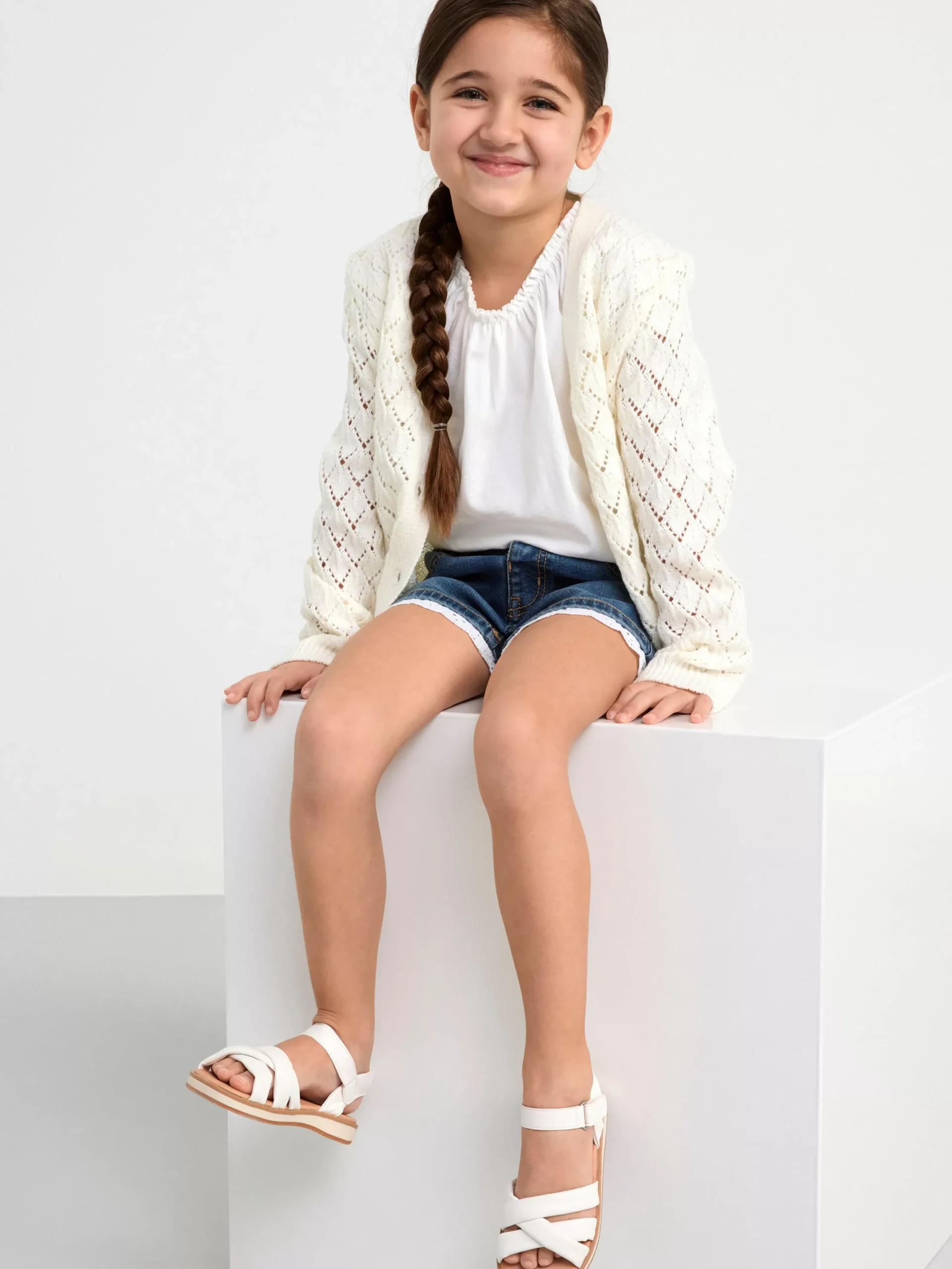 Byxor & Leggings>Lindex Sara Slim Jeansshorts Med Normalhog Midja Och Spets Denim