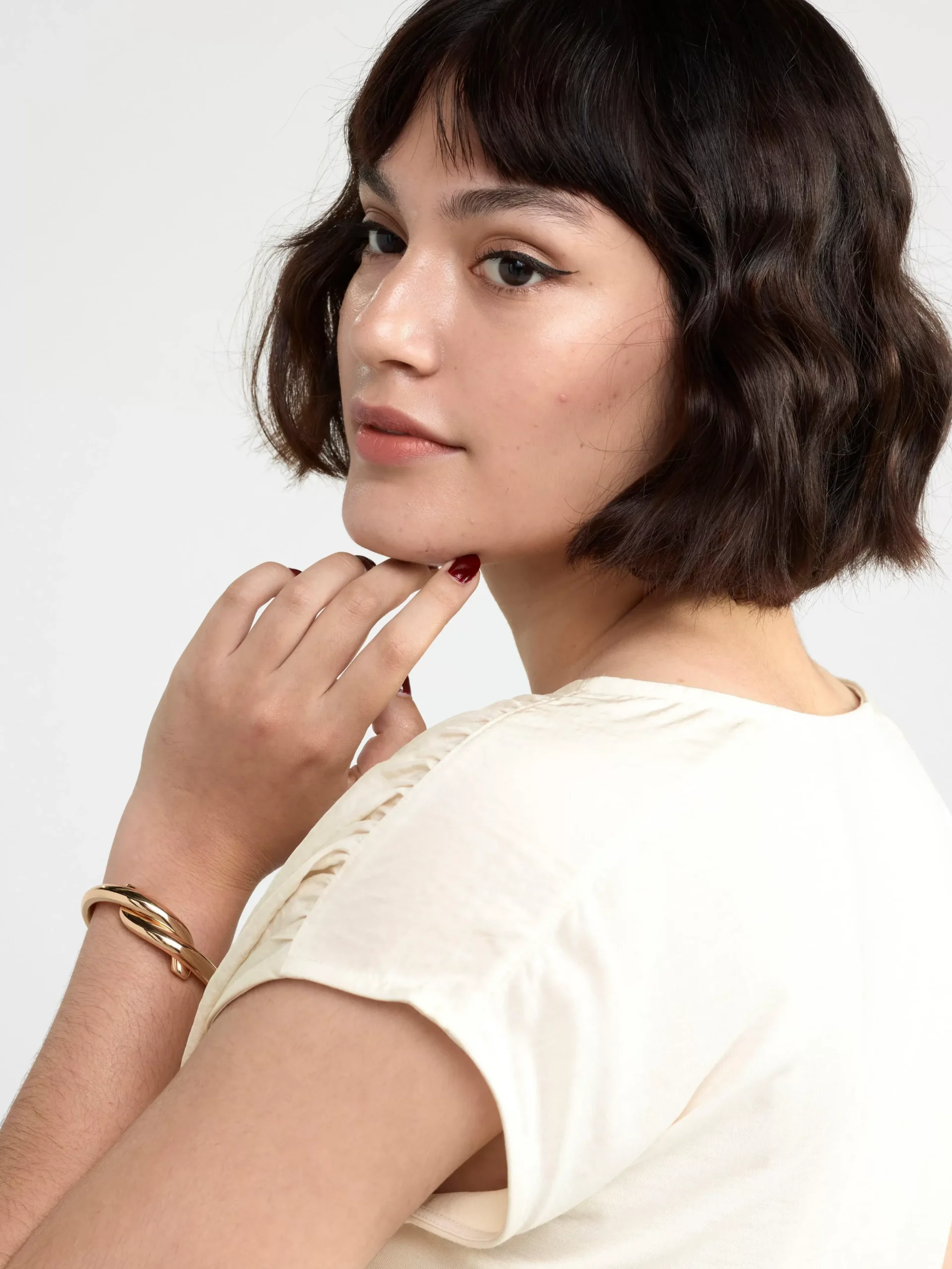 Toppar & T-Shirts>Lindex Satin- Och Trikatopp Light Beige