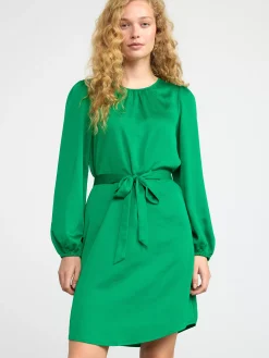 Klänningar>Lindex Satinklanning Med Knytskarp Dark Green