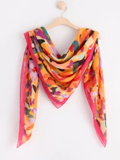 Accessoarer>Lindex Scarf Med Blommonster Orange