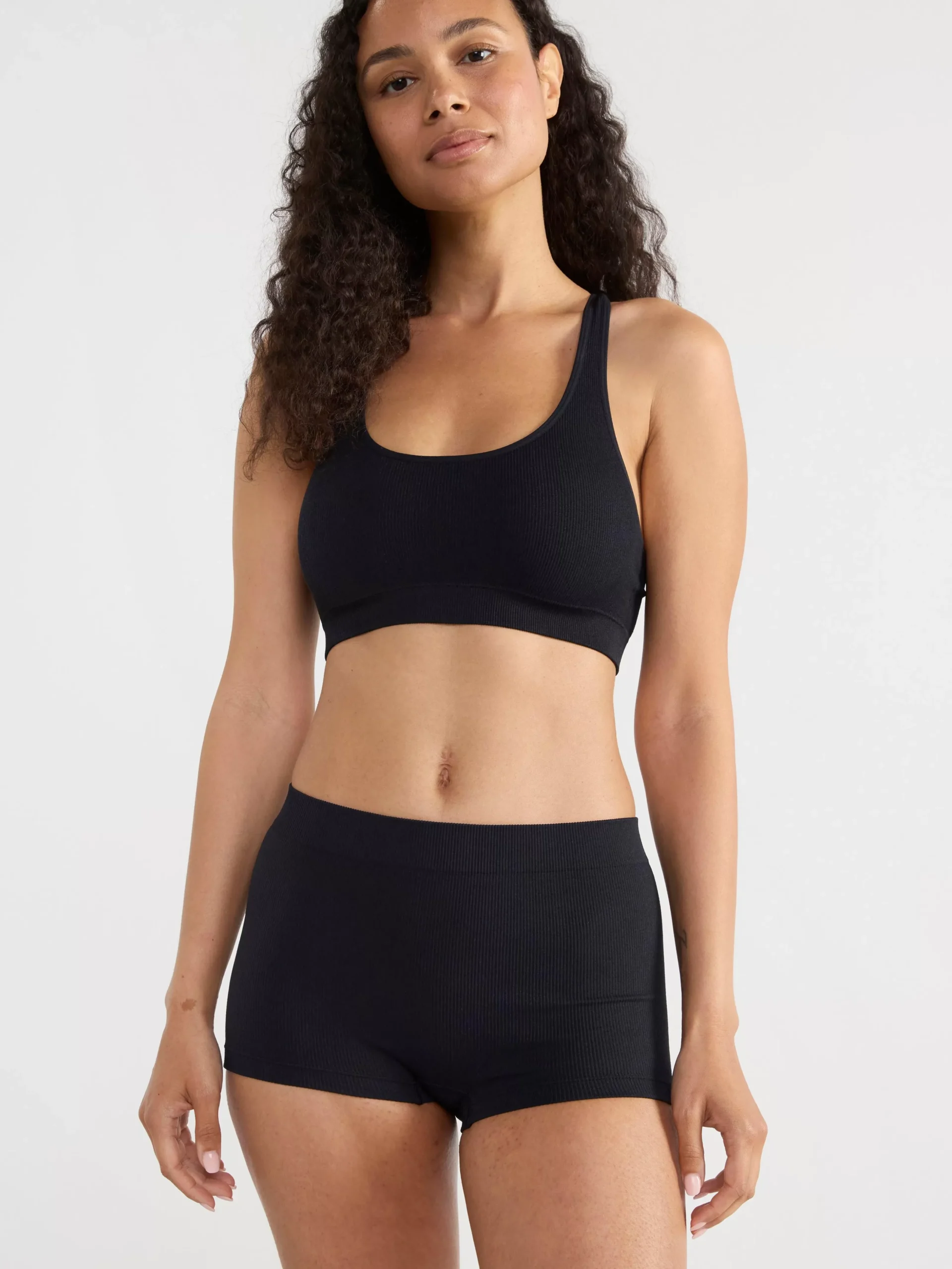 Trosor>Lindex Seamless Boxer Trosa Midi Waist Black