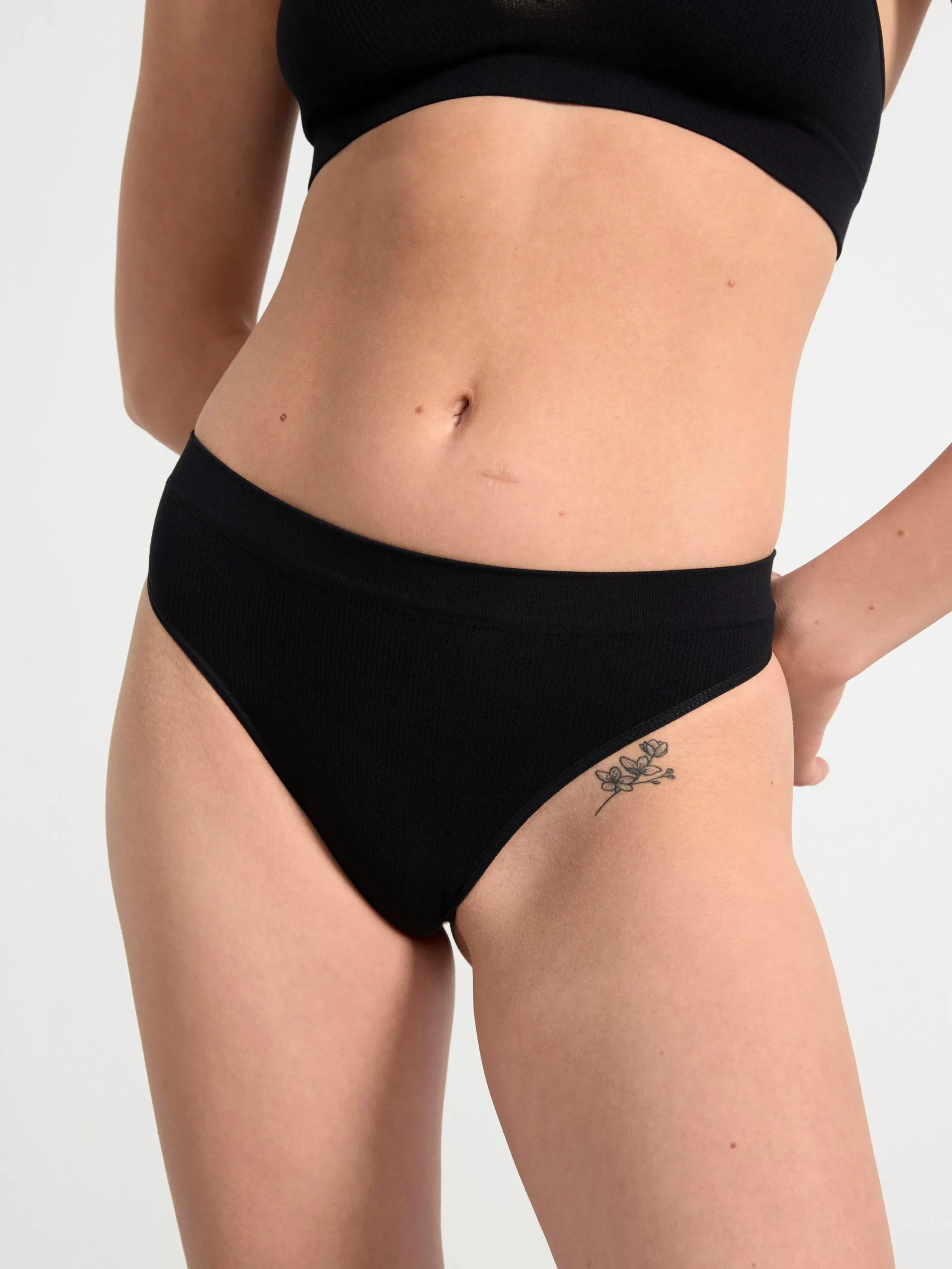 Trosor>Lindex Seamless Stringtrosa Med Normalhog Midja Black