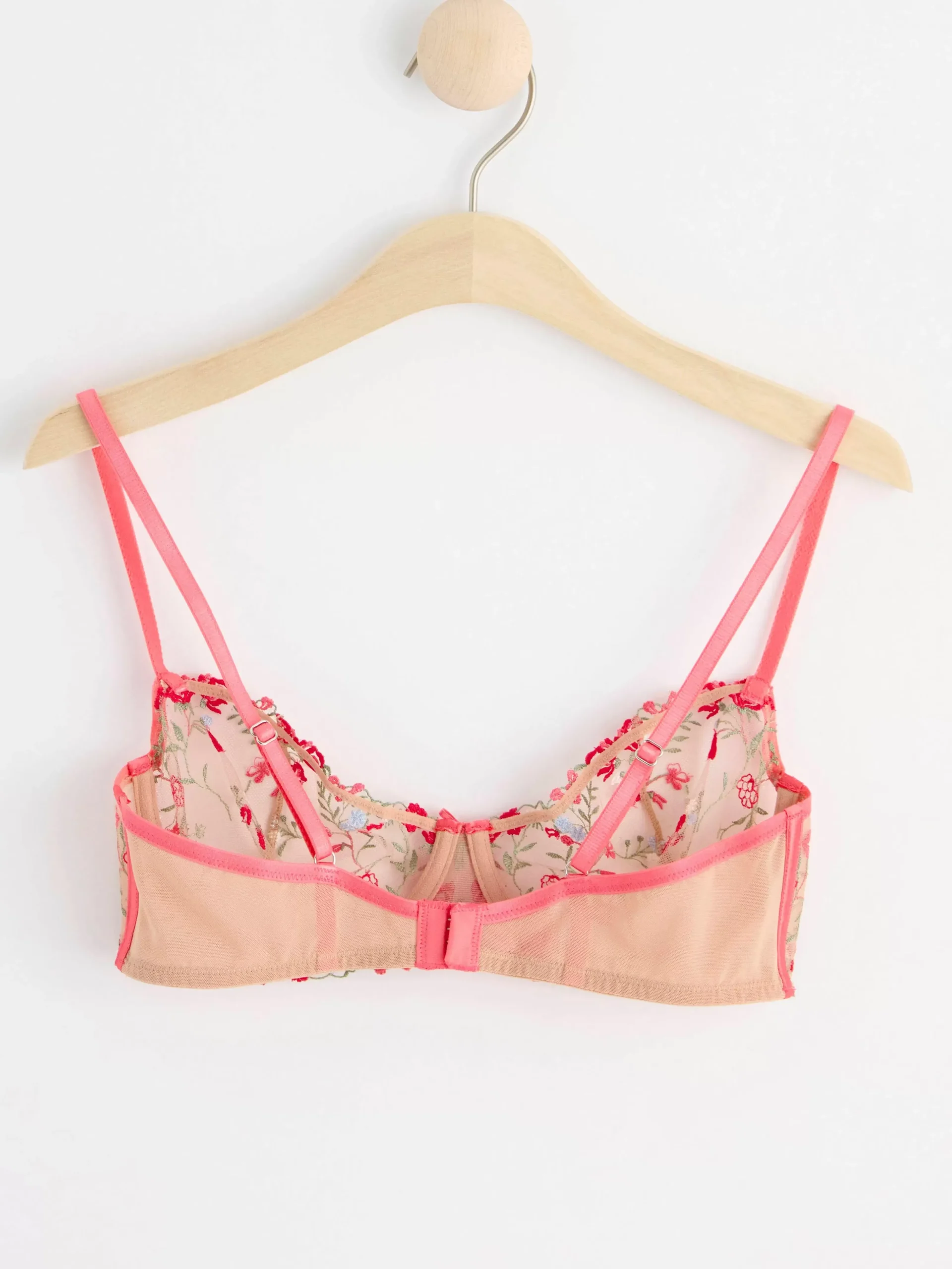 Bh>Lindex Senna Ovadderad Bh Med Spets Och Blommor Dark Pink