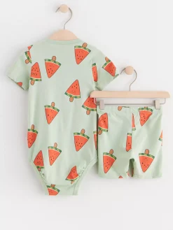 Set>Lindex Set Med Body Och Cykelbyxa Light Green
