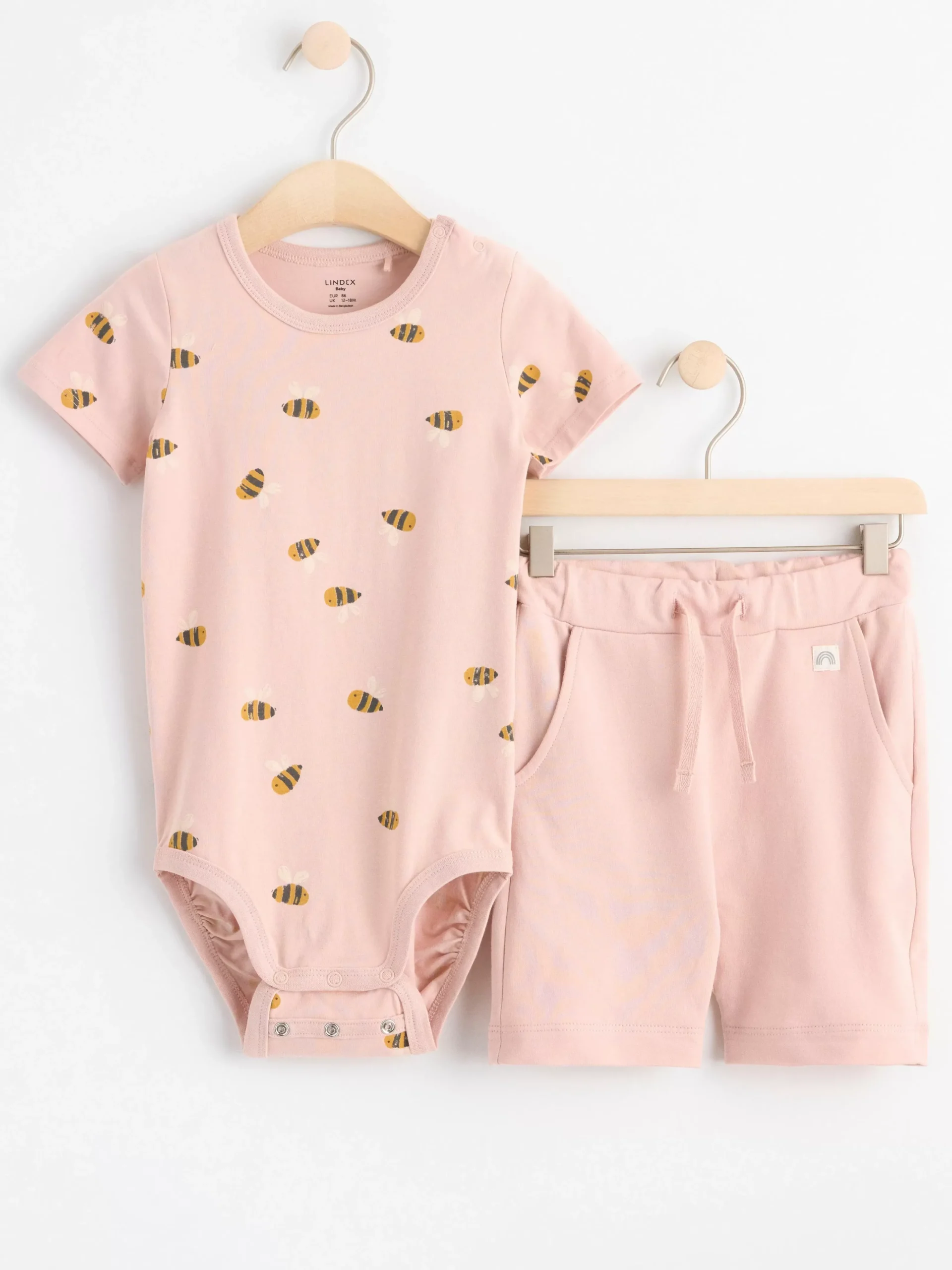 Set>Lindex Set Med Kortarmad Body Och Shorts Light Dusty Pink