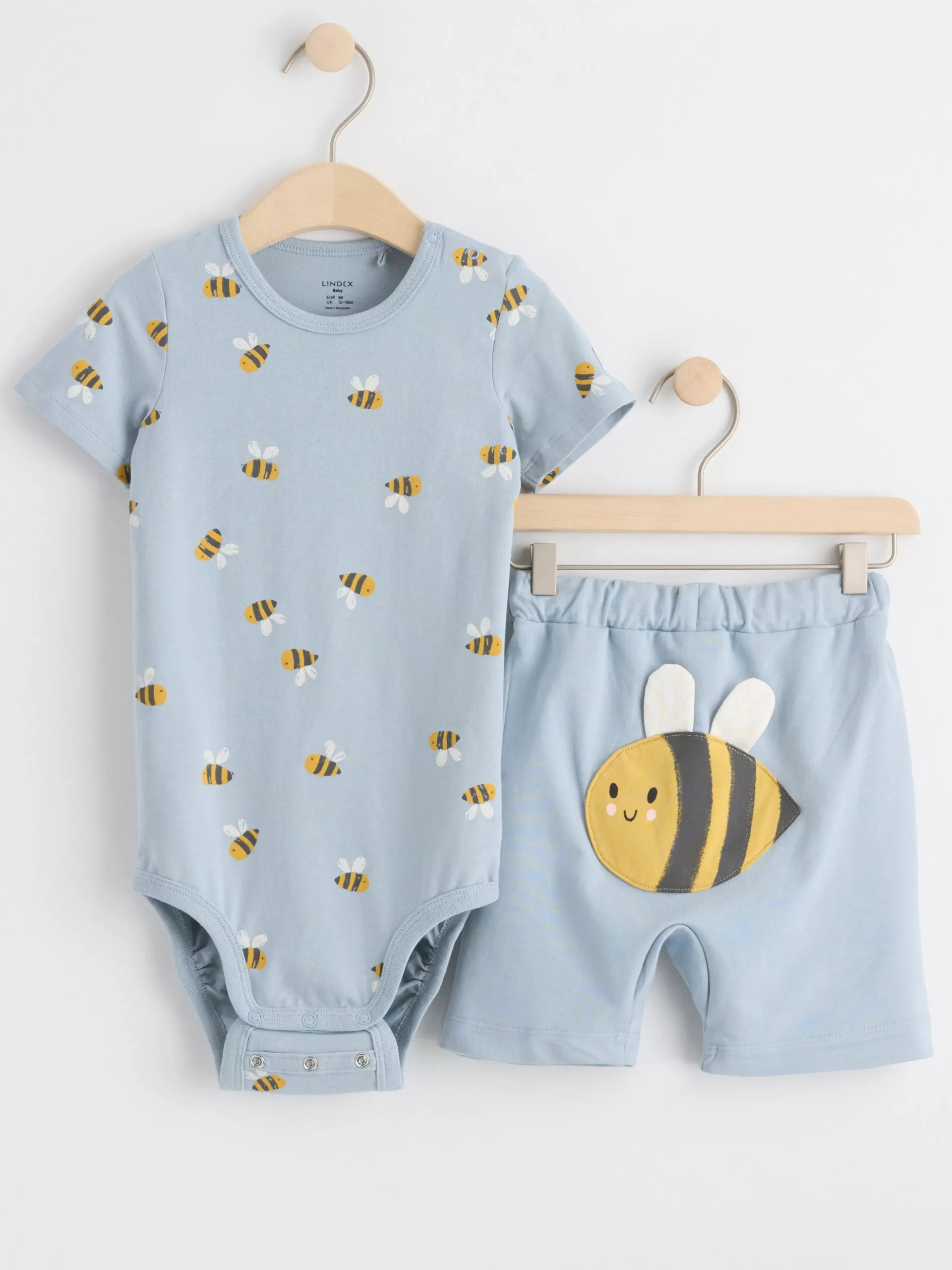 Set>Lindex Set Med Kortarmad Body Och Shorts Light Dusty Blue