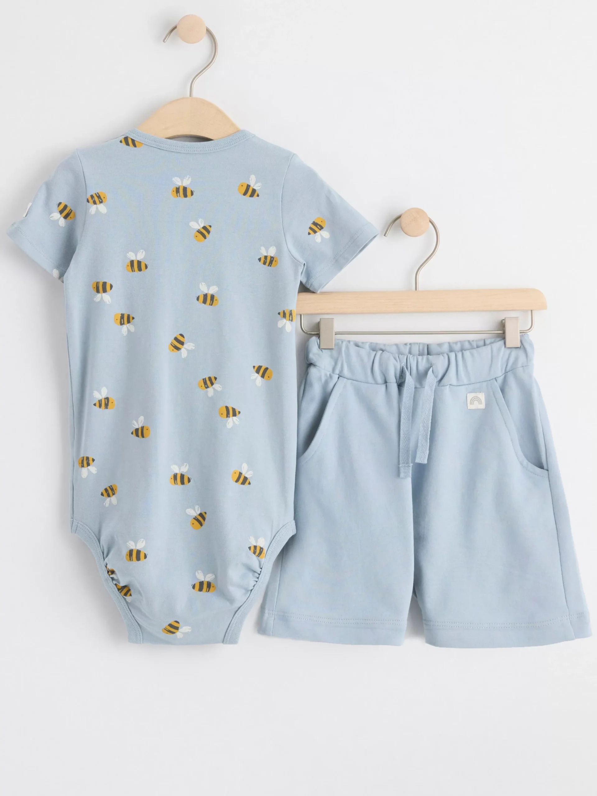 Set>Lindex Set Med Kortarmad Body Och Shorts Light Dusty Blue