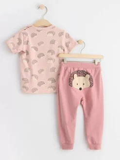 Set>Lindex Set Med Kortarmad Topp Och Byxa Light Pink