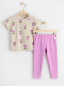 Set>Lindex Set Med Kortarmad Topp Och Leggings Light Lilac