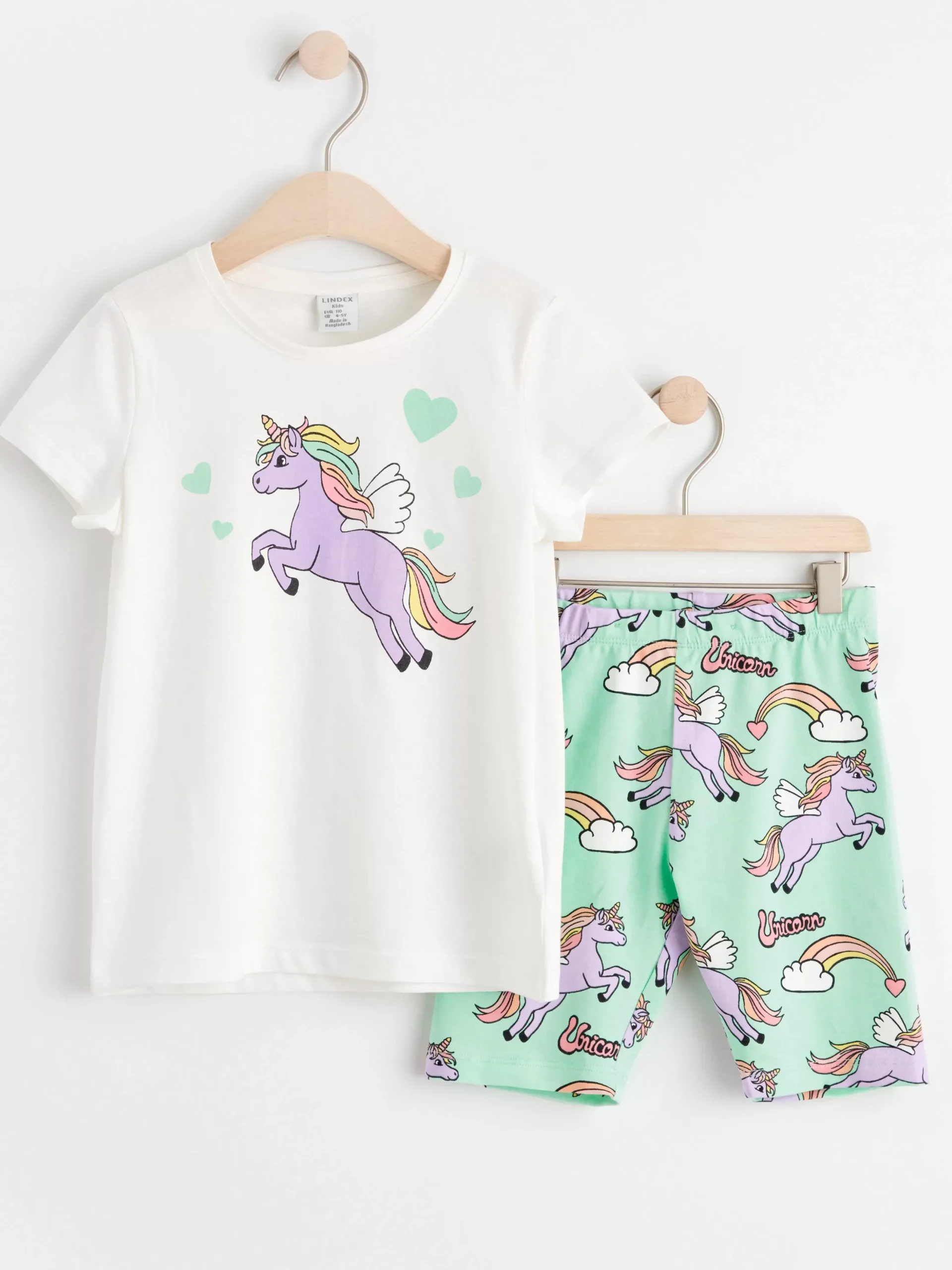 Toppar & T-Shirts>Lindex Set Med Kortarmad Topp Och Cykelshorts Light Turquoise