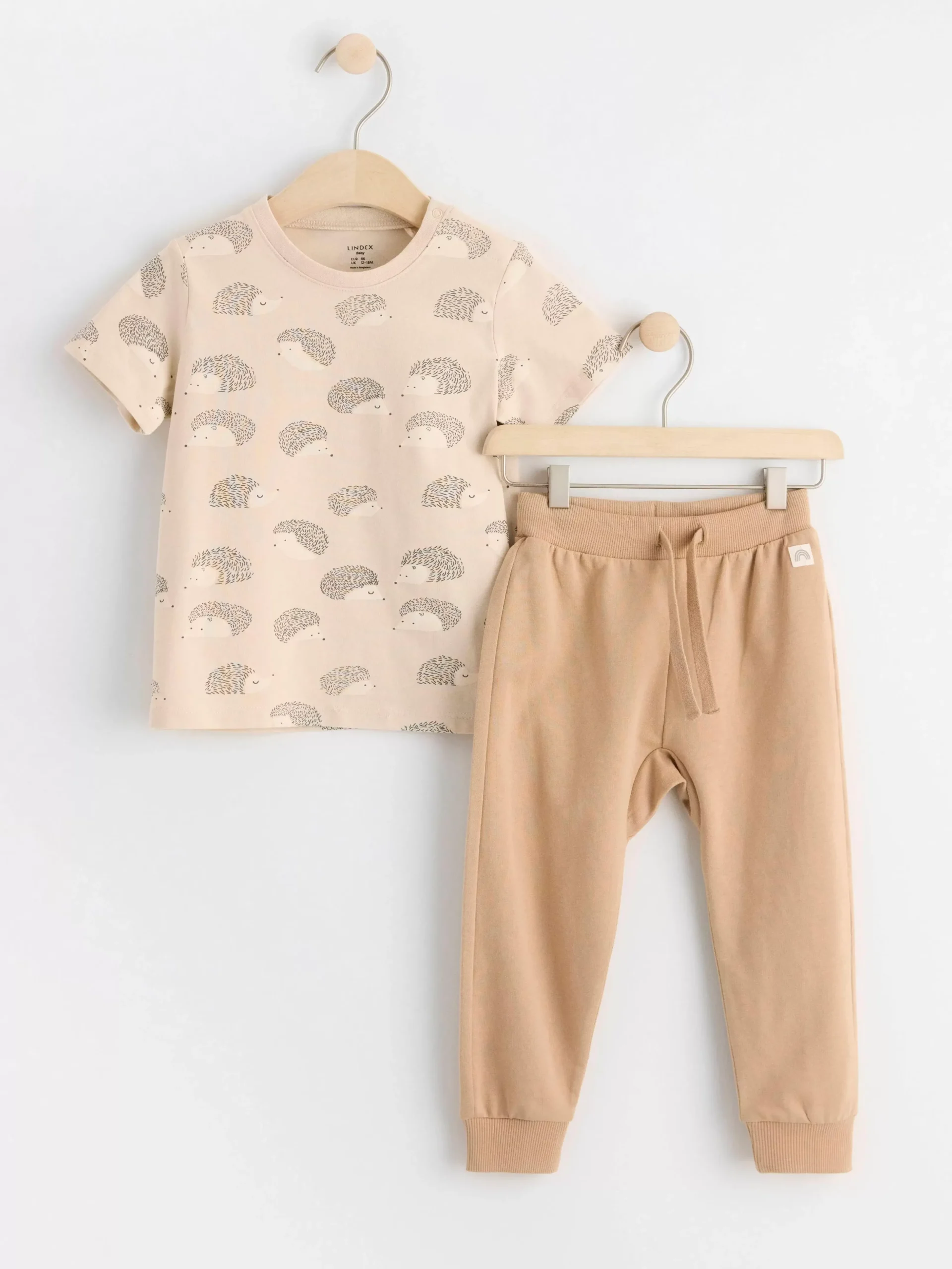Set>Lindex Set Med Kortarmad Topp Och Byxa Light Beige