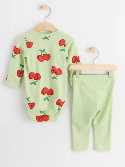 Set>Lindex Set Med Omlottbody Och Leggings Light Green
