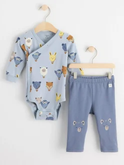 Set>Lindex Set Med Omlottbody Och Leggings Light Dusty Blue