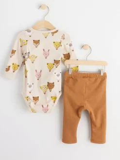 Set>Lindex Set Med Omlottbody Och Leggings Light Beige