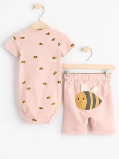 Set>Lindex Set Med Omlottbody Och Shorts Light Dusty Pink