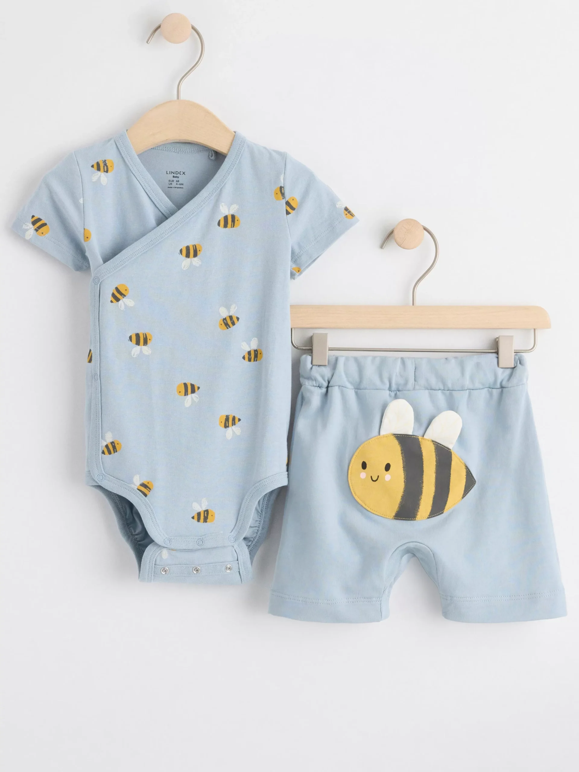 Set>Lindex Set Med Omlottbody Och Shorts Light Dusty Blue