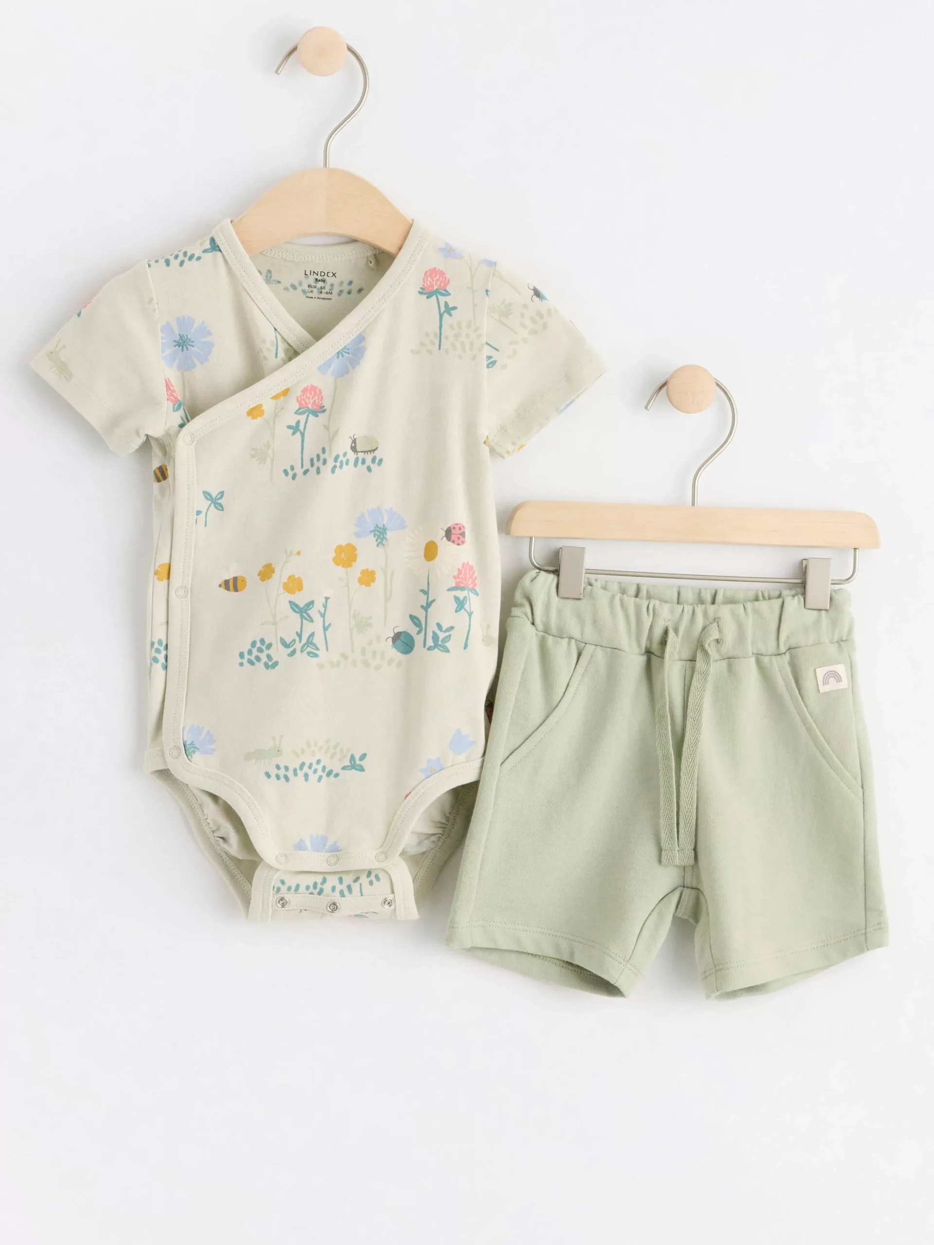Bodies>Lindex Set Med Omlottbody Och Shorts Light Green