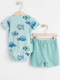 Set>Lindex Set Med Omlottbody Och Shorts Light Dusty Turquoise