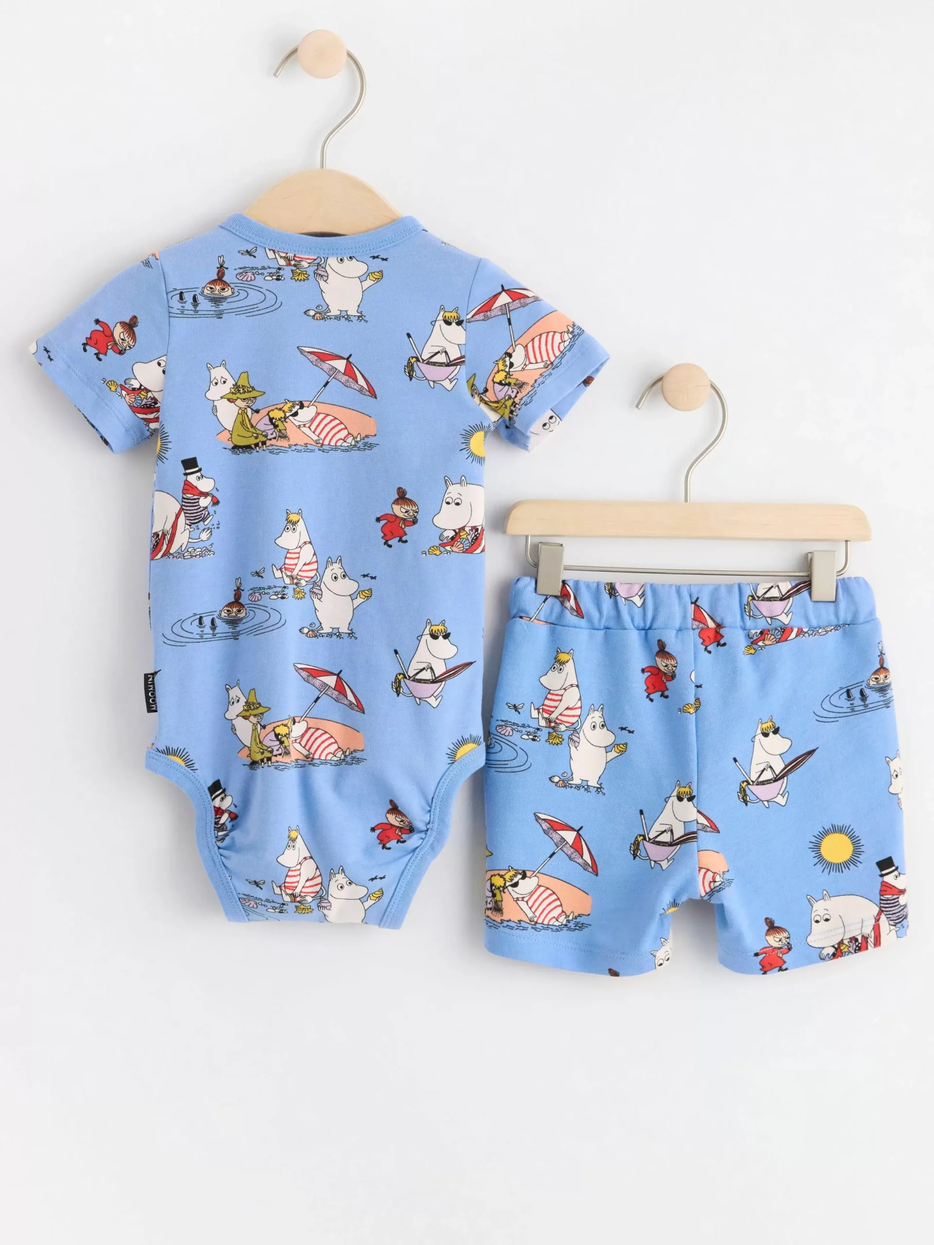 Set>Lindex Set Med Omlottbody Och Shorts Med Mumin Lt Dusty Blue