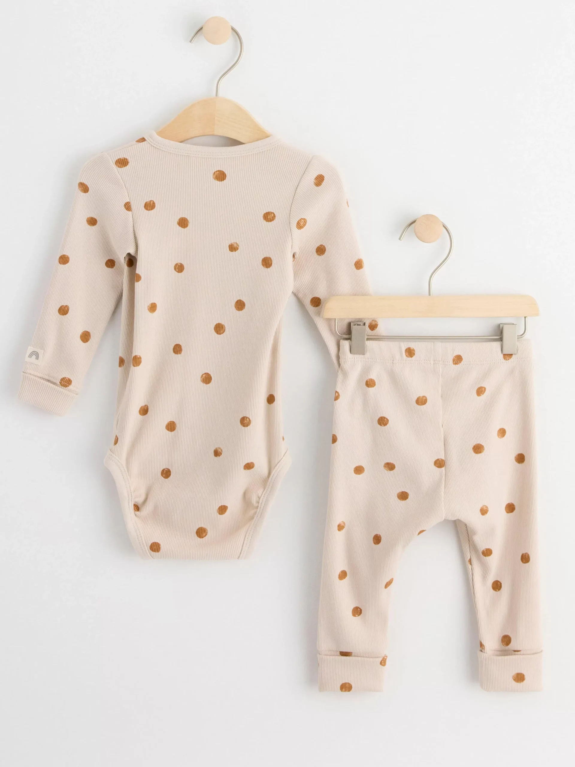 Set>Lindex Set Med Ribbad Omlottbody Och Leggings Light Beige