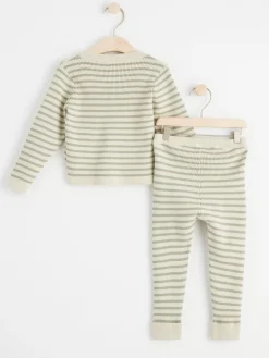 Set>Lindex Set Med Stickad Cardigan Och Leggings Dusty Green