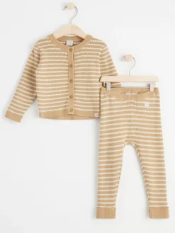 Set>Lindex Set Med Stickad Cardigan Och Leggings Beige