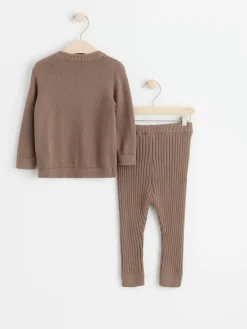 Set>Lindex Set Med Stickad Troja Och Byxa Dark Khaki