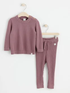 Set>Lindex Set Med Stickad Troja Och Byxa Dusty Lilac