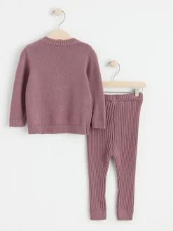 Set>Lindex Set Med Stickad Troja Och Byxa Dusty Lilac