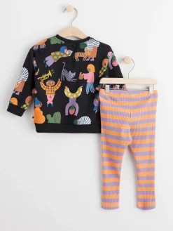 Set>Lindex Set Med Sweatshirt Och Leggings Off Black