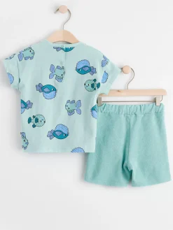 Set>Lindex Set Med Topp Och Frotteshorts Light Dusty Turquoise