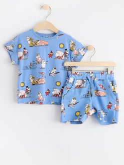 Set>Lindex Set Med T-Shirt Och Shorts Med Mumin Lt Dusty Blue