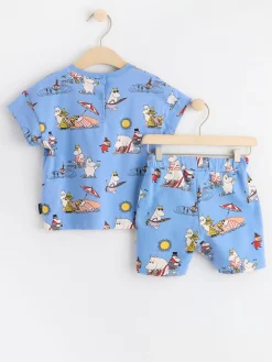 Set>Lindex Set Med T-Shirt Och Shorts Med Mumin Lt Dusty Blue