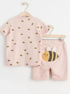 Set>Lindex Set Med T-Shirt Och Shorts Med Humlor Light Dusty Pink
