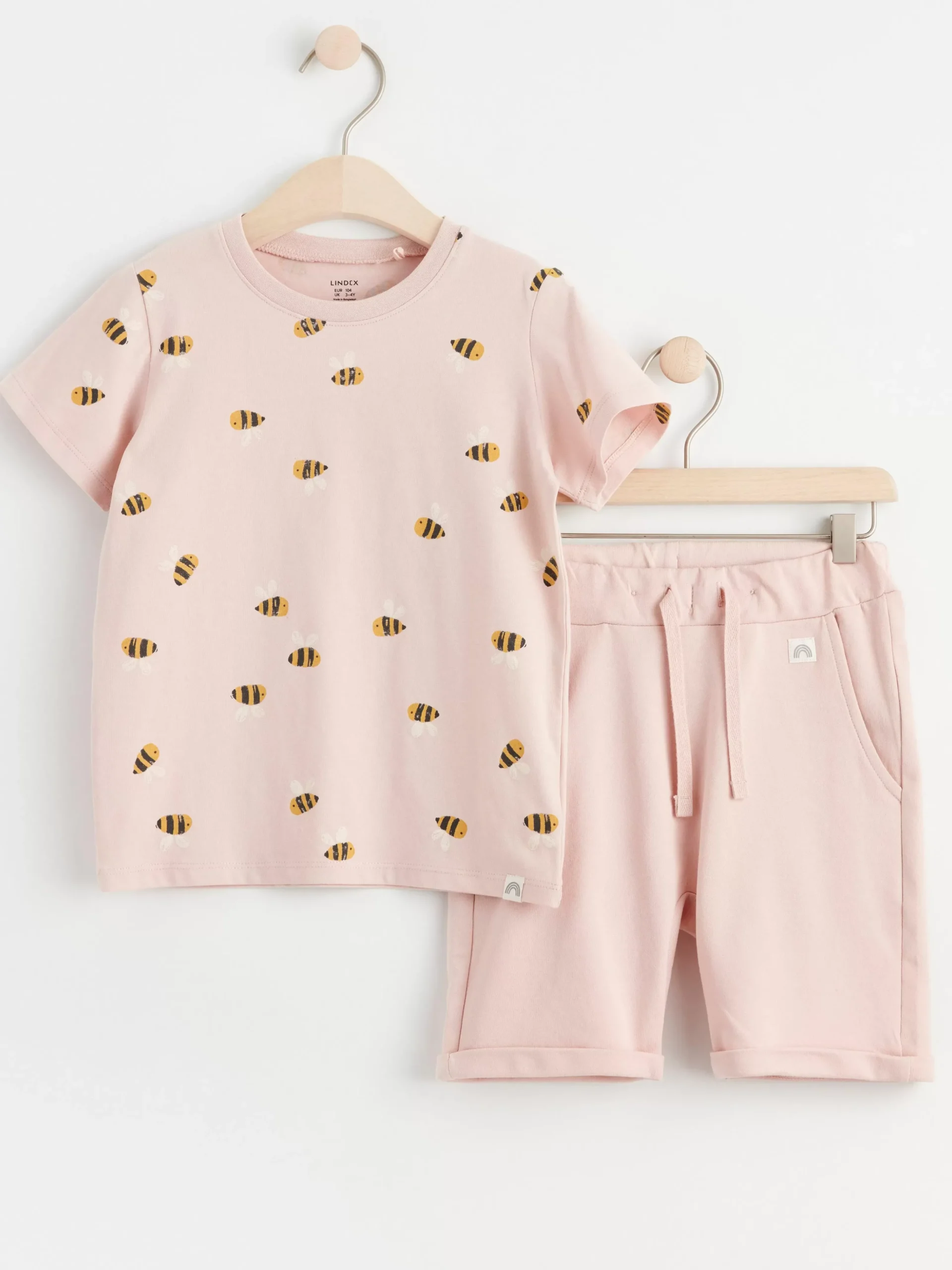 Set>Lindex Set Med T-Shirt Och Shorts Med Humlor Light Dusty Pink