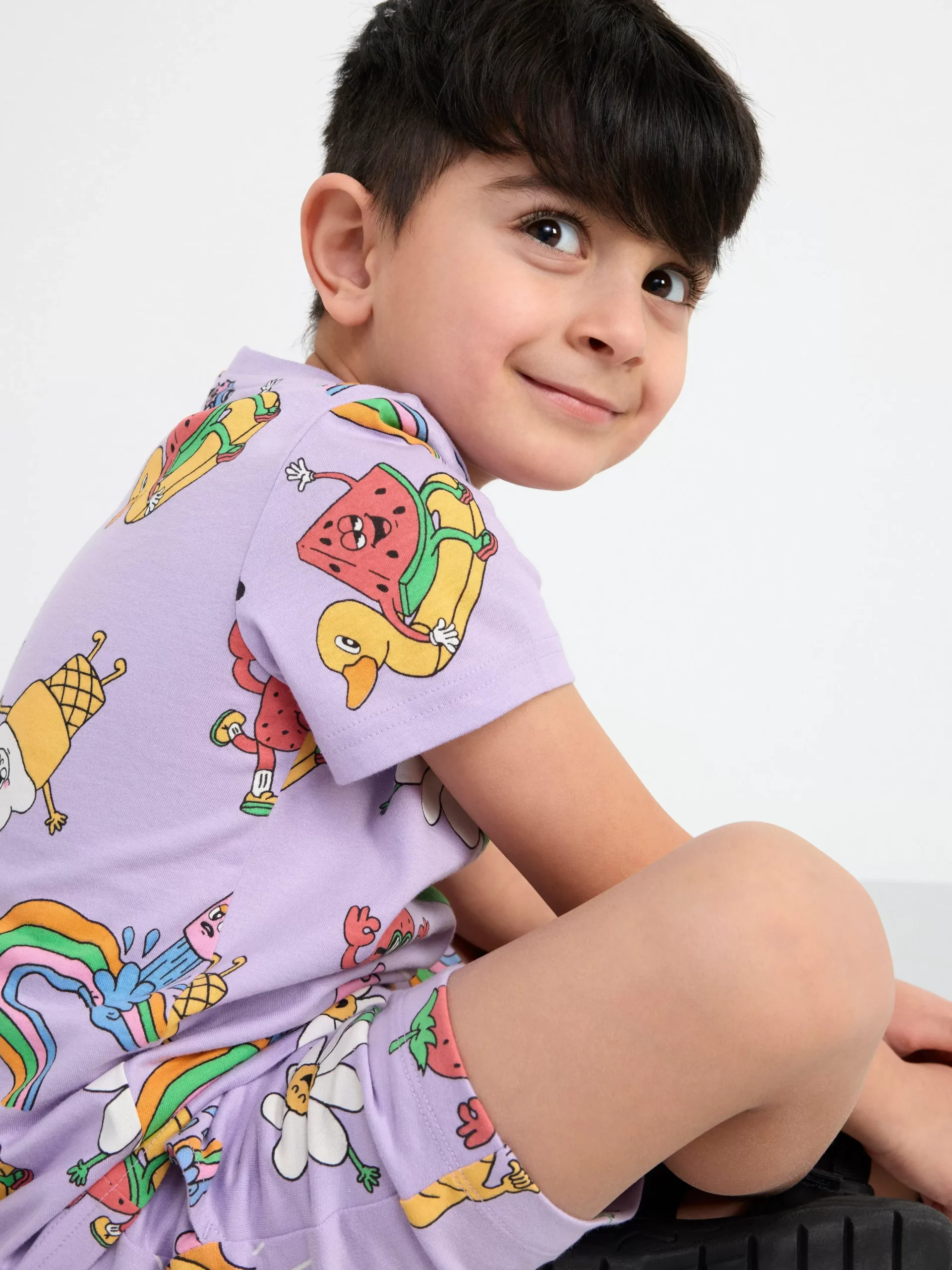 Toppar & T-Shirts>Lindex Set Med T-Shirt Och Shorts Light Lilac