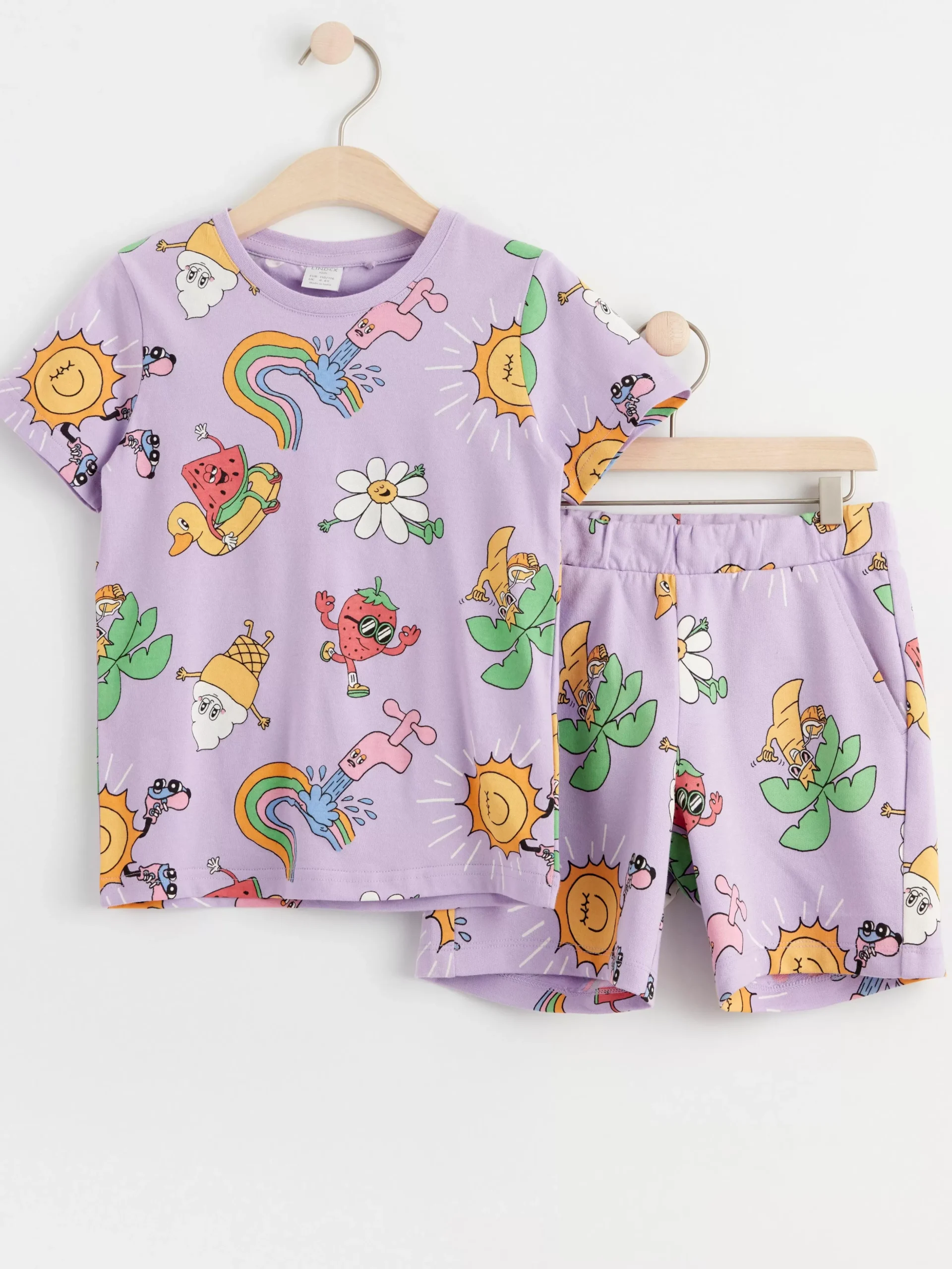 Toppar & T-Shirts>Lindex Set Med T-Shirt Och Shorts Light Lilac